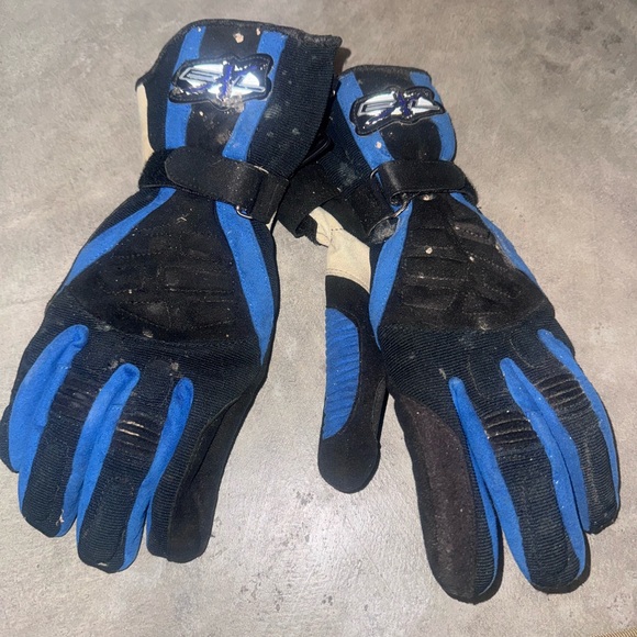 Blue and Black Motorcycle Gloves - Picture 1 of 2